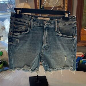 Mother The Sinner High Waist Short Fray Jeans Playing Dirty Wash Size 24